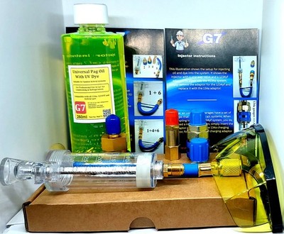 Auto AC Lecksuchset 260ml UV Farbstoff Injektor UV Taschenlampe & Schutzbrille
