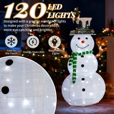 4FT Christmas Lighted Snowman & Squirrel for Outdoor Decoration with LED Lights