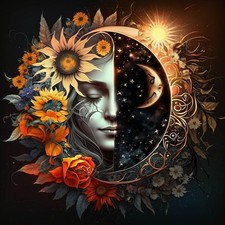 Sun and Moon Diamond Art Kits for Adults, Round Full Drill Diamond Painting K...