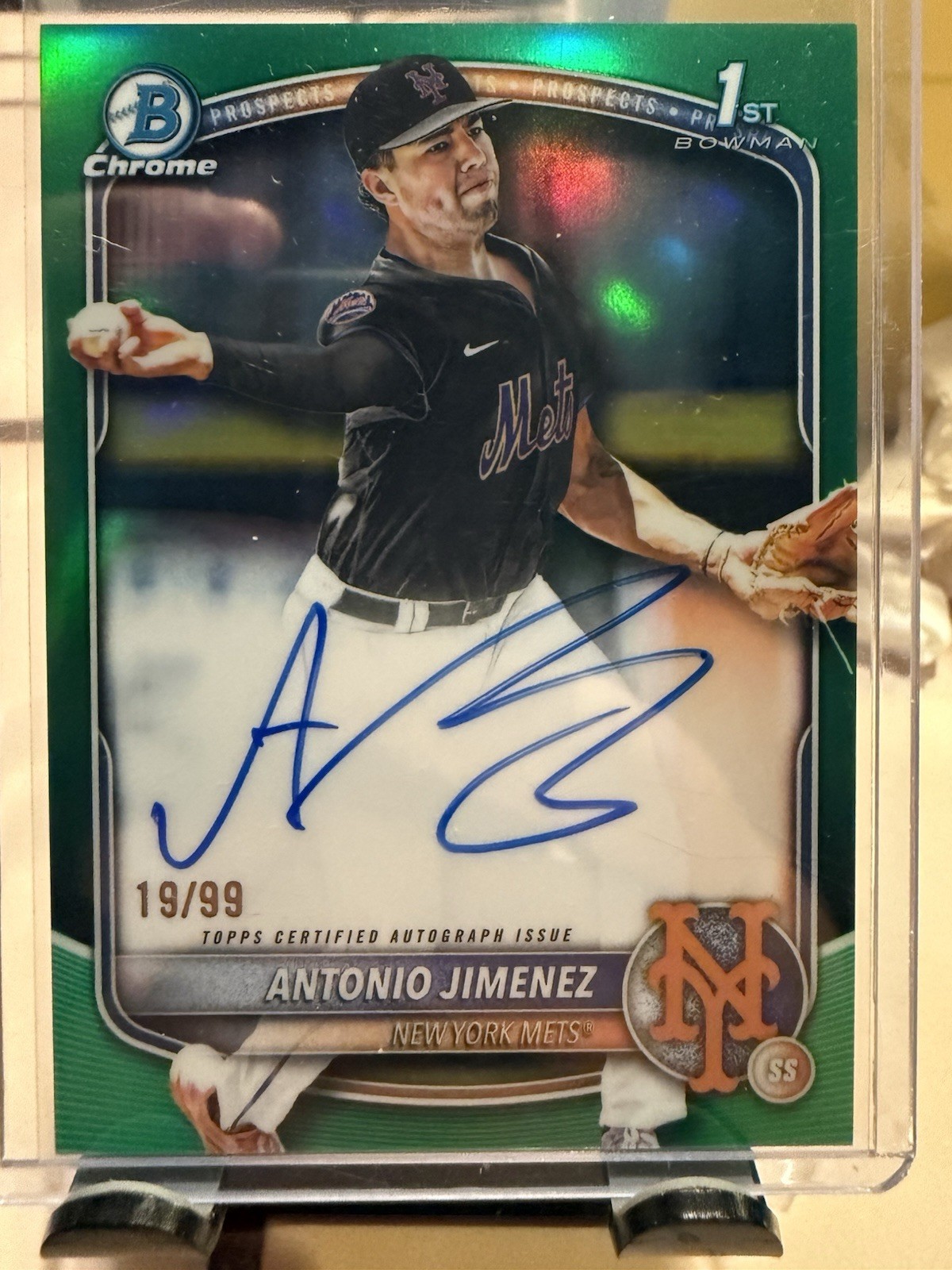 Antonio Jimenez 2025 Bowman Draft 1st Chrome Prospect Auto Green Refractor /99
