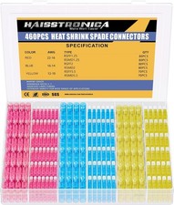 460PCS Heat Shrink Spade Connectors, AWG 22-10 Female and Male Wire Connectors