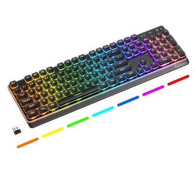 FREEWOLF M104 Wireless Gaming Keyboard with Metal Panel Wired/Bluetooth Mecha...