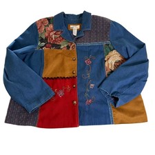Vintage Koret City Blues Floral Patchwork Denim Jacket