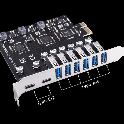 1X(USB 3.2 and Type C PCI-E Expansion Card PCIE to USB Controller 6Port +7816 - Afbeelding 3 van 9