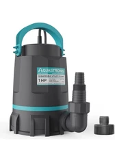 Aquastrong Sump Pump 1 HP 4500 GPH Submersible Water Pump Thermoplastic Utility