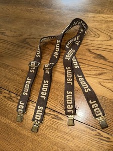 Vintage Suspenders Toddler Brown Jeans Adjustable Clip On Logging