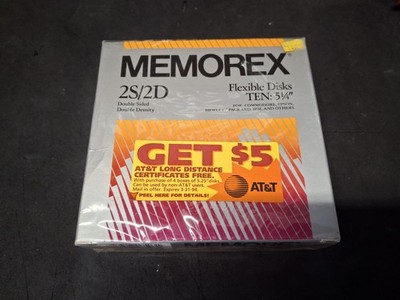 MEMOREX 2S/2D Flexible Floppy Disks 5-1/4'', 2 x 10 Packs Sealed