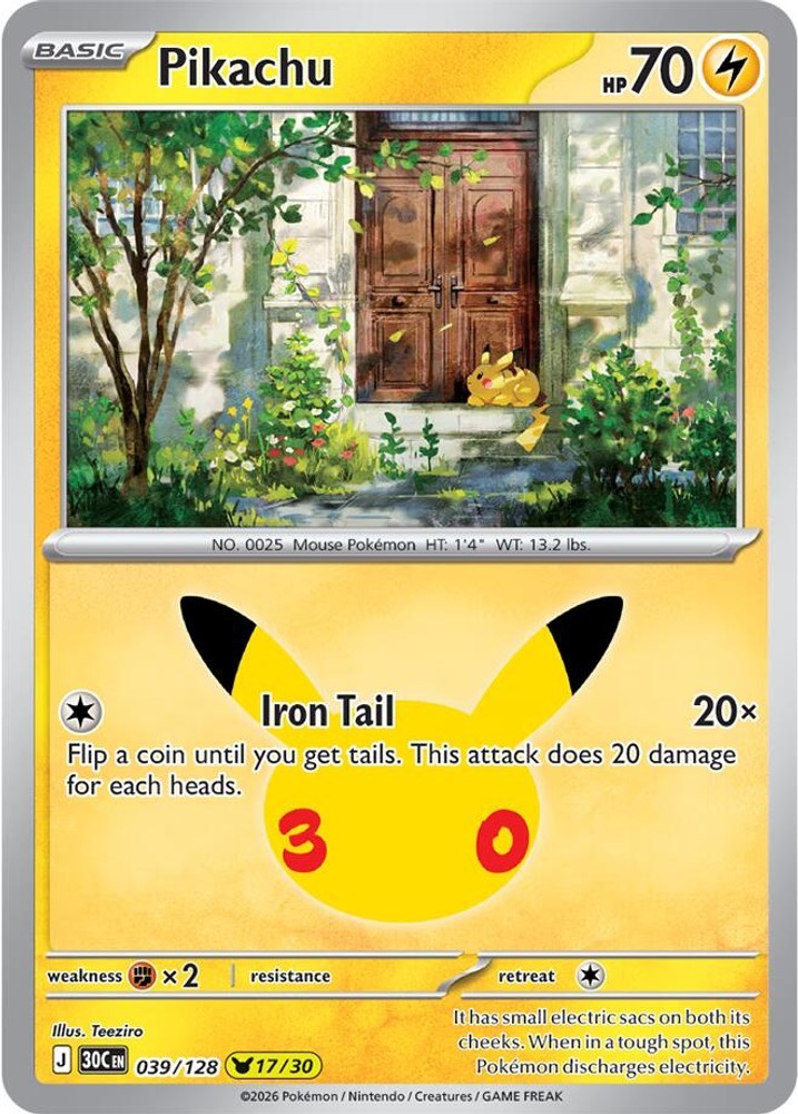 Pikachu [30C - 039/128] Holofoil Pikachu Rare NM