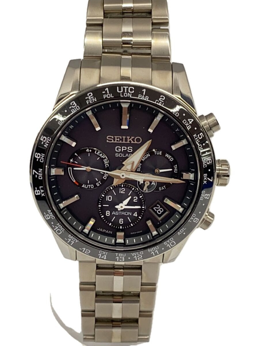 SEIKO Solar watch analog titanium BLK SLV titanium 5X53 0AB0