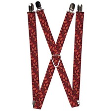  Suspenders - 1.0  - Leaves Swirl Navy/Burgundy ACC NEW