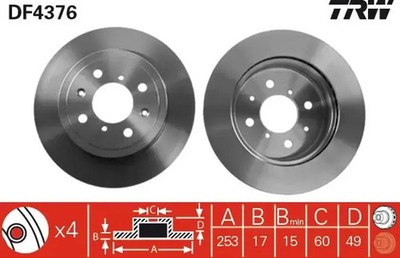2x Bremsscheibe belüftet DF4376 TRW für OPEL SUZUKI SUBARU
