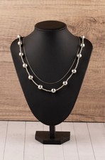 Tiffany  Co Silver HardWear 12mm Bead 3mm Ball Link Necklace Rare Long JB 332a