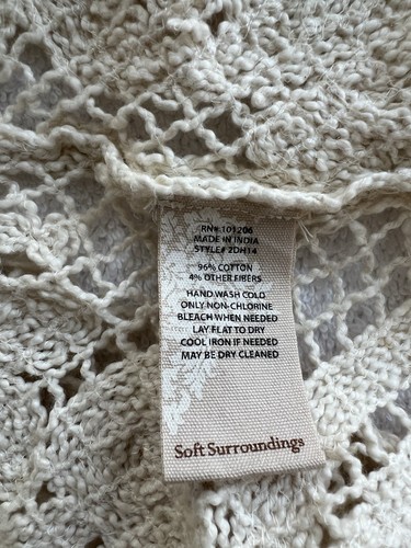 Soft Surroundings layering duster Cardigan Women Ivory Crochet Open Boho s Sz L - Picture 7 of 7