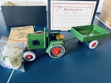 Tucher & Walther Blechspielzeug Traktor mit Anh&auml;nger, mechanisch, Zertifikat