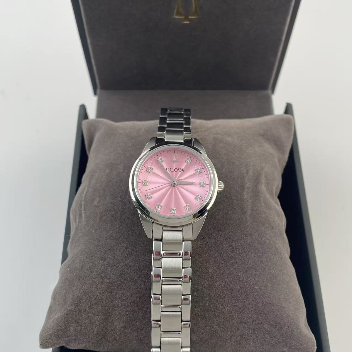 New w/box Bulova Sutton 96P249 Pink Dial Ladies Watch  display picture 1