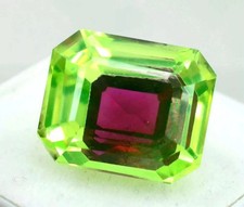 AA Natural Bi-Color Pitambari Sapphire 13.40 Ct Emerald Cut Certified Gemstone