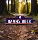 Vintage 1950s - Hamm's Beer Large & Heavy Die Cut Porcelain Enamel Sign 52"x16''