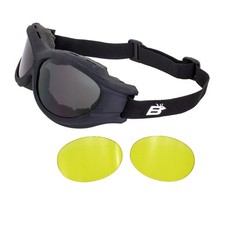 ULTIMATE Motorcycle ATV Goggles FITS OVER MOST RX SMOKE YELLOW LENS