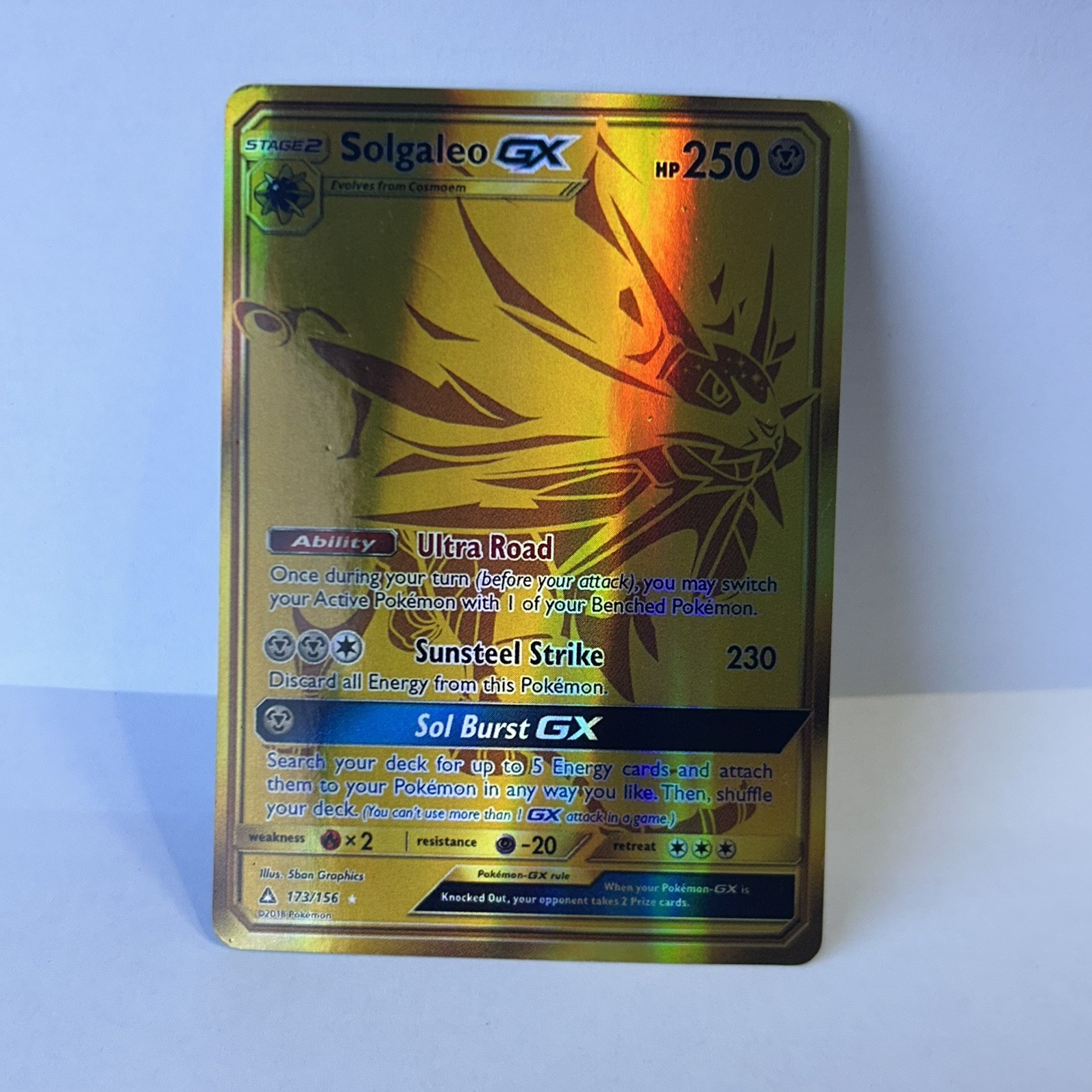 Pokemon SM - Ultra Prism #173/156 Solgaleo GX (Secret Rare) - NM