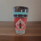 Vintage Coca-Cola Diner Style Drinking Glass  Retro Checkered Design   Collecti