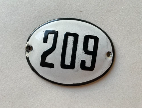 Vintage Enamel Porcelain Locker Number 209 Door Sign