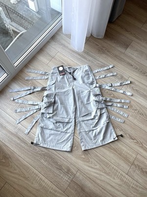【専用】criminal damage カーゴパンツ y2k Vintage Y2K Criminal Damage Baggy Parachute Bandage Cargo 3/4