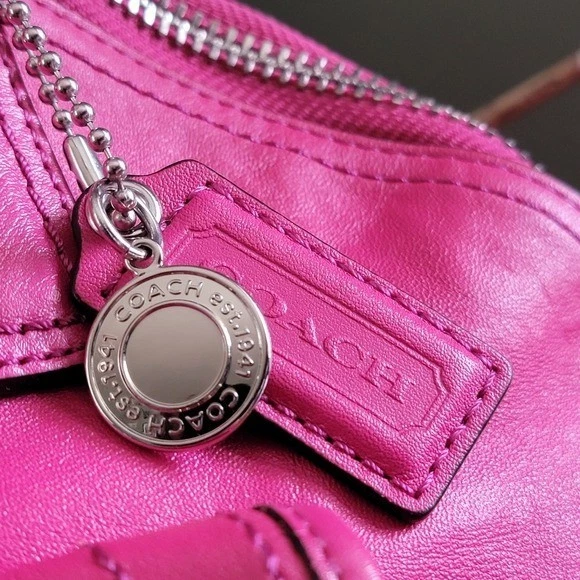 Bolso Cartera Coach F25148 Francine Cuero Rosa Fucsia Cúpula Y2K Foto 2 de 4