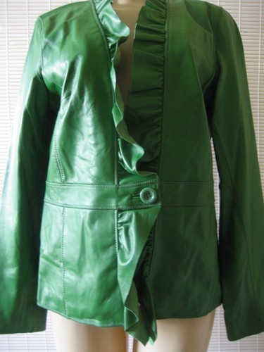 BRADLEY BY BRADLEY BAYOU SOFT GREEN LEAHER JACKET SIZE S - NWT - Picture 6 of 7
