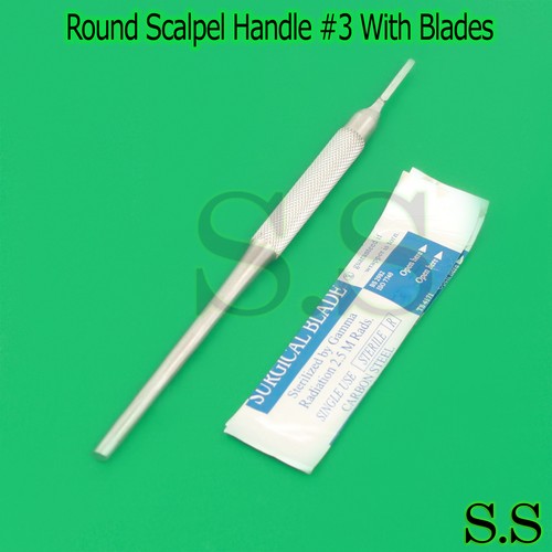 Stainless Steel Round Scalpel Handle #3 +5 Sterile Surgical Blades #10 - 第 3/3 張圖片