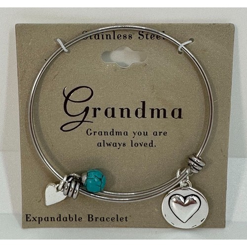 "Grandma You Are Always Loved" Stainless Steel Expandable Charm Gift Bracelet - Picture 4 of 5