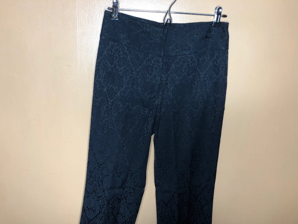 Pantalones de vestir para mujer Margaret M talla 4 tiro medio jacquard negro pierna recta Foto 4 de 4