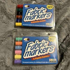 Marvy Uchida Fabric Markers 6 Pack Primary Colors And 6 Pack Pastel Colors
