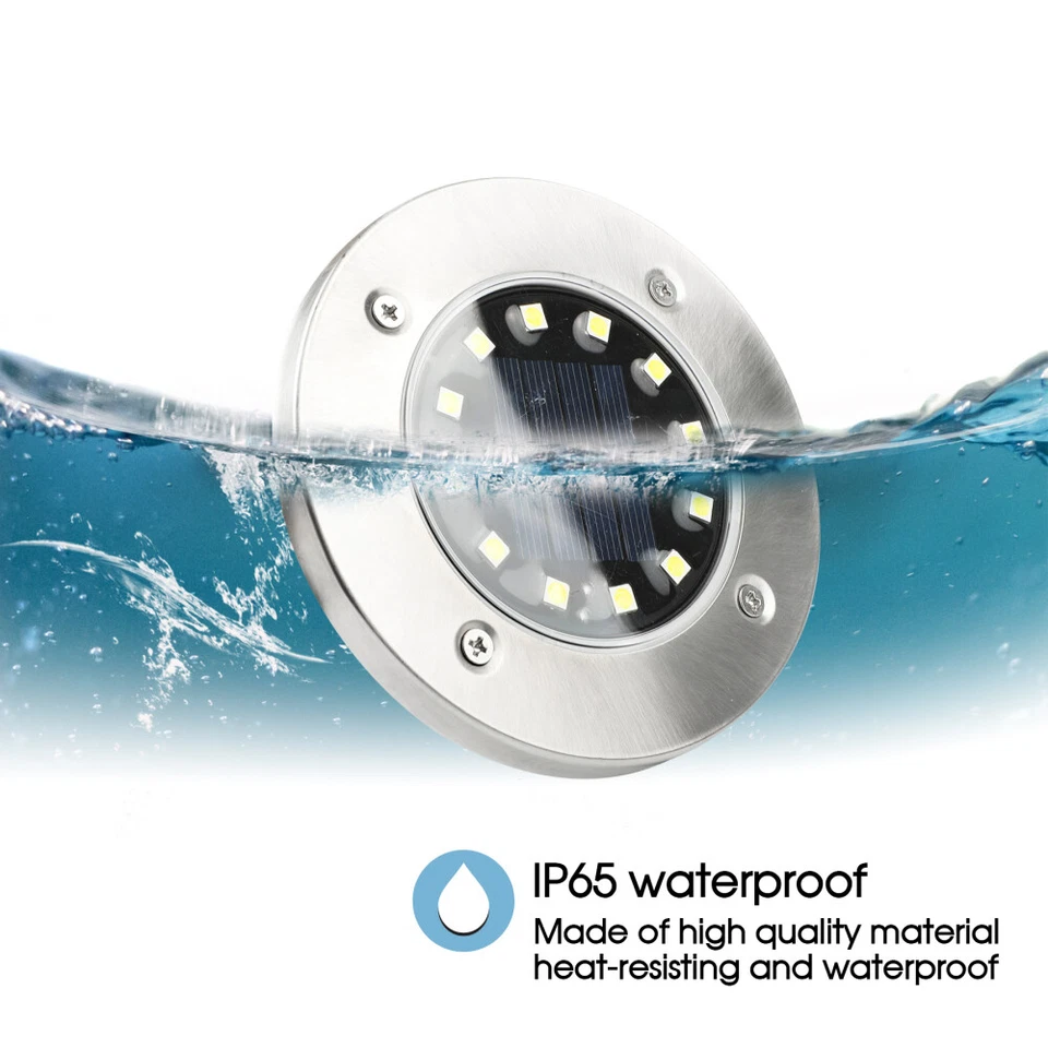 8/12LED Solarleuchte Solarlampe Bodenstrahler Bodeneinbau Außen Gartenstrahler - Bild 4 von 4