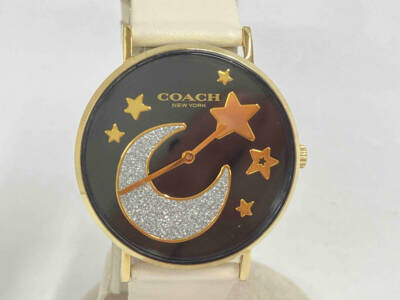 Coach Moon Star Quartz Watch Analog Leather BLK CRM Ca.120.7  display picture 3