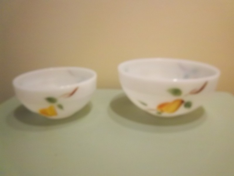 Vintage Fire King Ovenware White Nesting Bowls, Set of 2