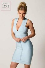 House of CB style 'Adriana' Baby Blue Crossover Bandage Dress