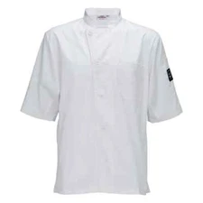 Winco UNF-9WM Unisex Ventilated Restaurant Chef Shirt, Short Sleeve, M, White