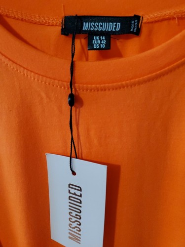 Women Missguided Orange Neon Midi Dress Size L - Picture 6 of 6