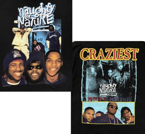 1995 Naughty by Nature Povertys Paradise Craziest Rap 2-Sided T Shirt 52” Chest - Picture 1 of 17