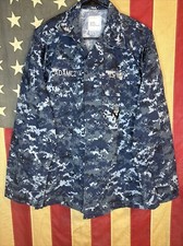 Small Long USN Navy Blue Digital NWU Shirt Utilty Top Camo 8642