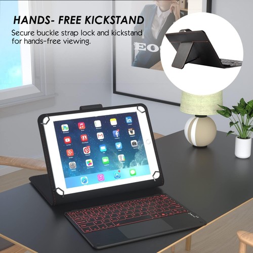 Ultra-Thin Leather Folio with Backlit Keyboard and Touchpad for 10" Tablets - Picture 8 of 8