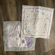 Pottery Barn Kids Butterflies Floral Quilted 2 EURO SHAMS Purple Flower Pink 26