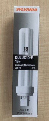 NEW IN BOX Sylvania Dulux D/E 18W Compact Fluorescent Lamp 20672 835 12,000 Hour