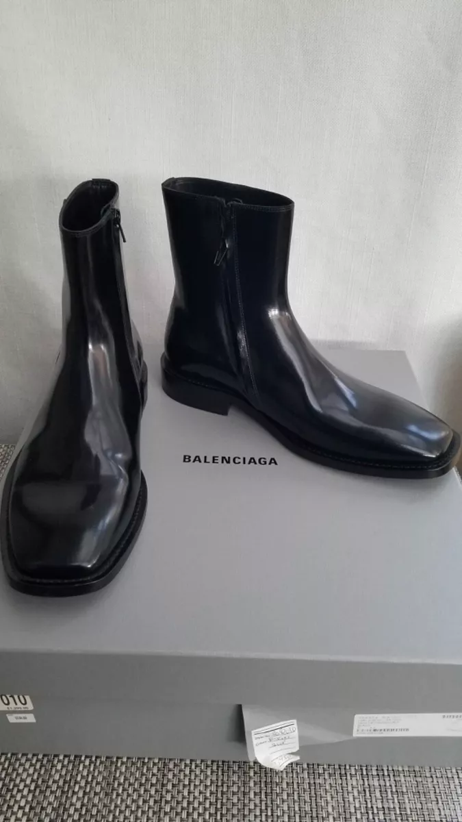 Virkelig trådløs Børnehave New Men's Balenciaga Black Patinated Leather Boots | eBay