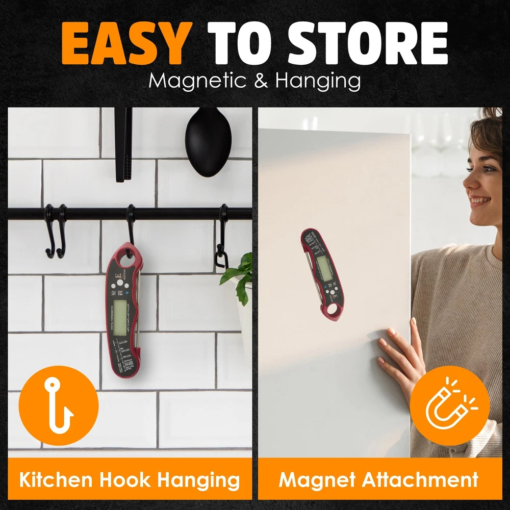 Digital Meat Thermometer for Cooking and Grilling, Candy Thermometer, BBQ Gri...