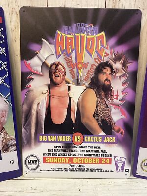 Wcw Tin Poster Halloween Havoc Startcade Hogan Vader Cactus Jack