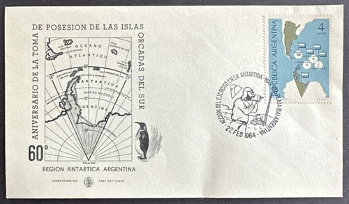 Argentina 1964 Sc# 758 FDC 60th Anniversary Antarctic Claims