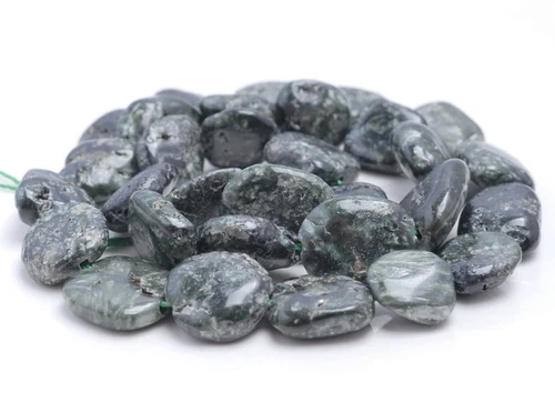 10-11MM SERAPHINITE GEMSTONE NUGGET PEBBLE LOOSE BEADS 15.5" - Imagen 1 de 4