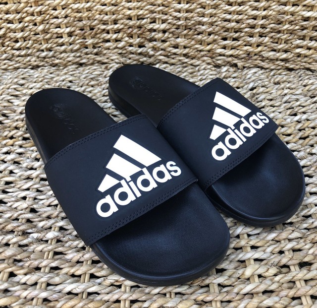 Mens Adidas Adilette Comfort ADJ Slides Black Athletic Sandal EG1344 Sizes 7-12 