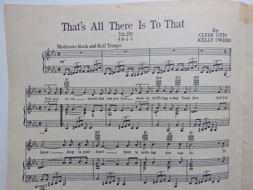 That's All There is to That - Nat King Cole sheet music  piano ukulele  1956 - Image 2 of 3